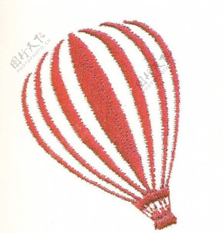 绣花色彩热气球红色白色免费素材