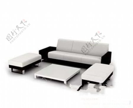 现代的黑色和白色的沙发模型