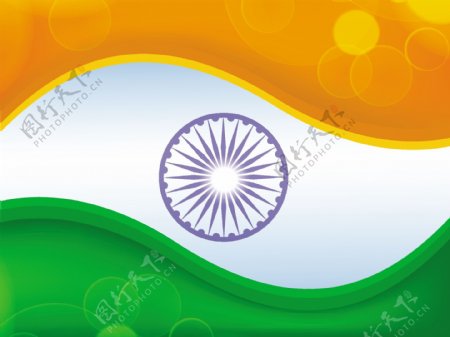 印度国旗颜色的背景与波的创意