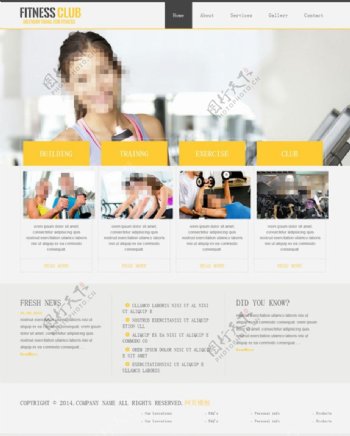 橙色主题健身网站模板图片