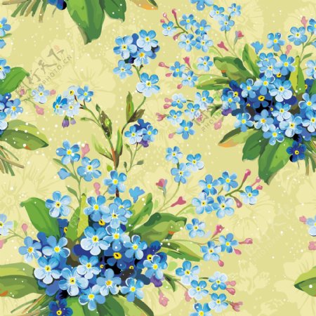矢量素材蓝色花朵图案背景