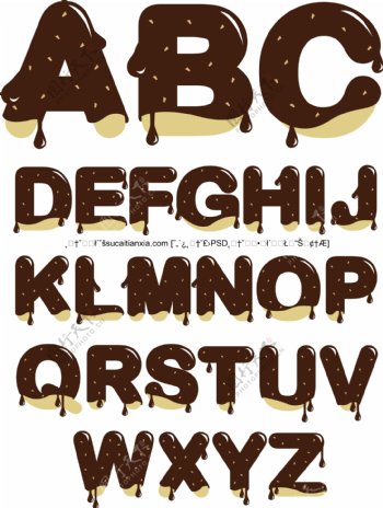 巧克力浇汁英文字母矢量素材