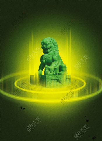 绿色石雕狮子