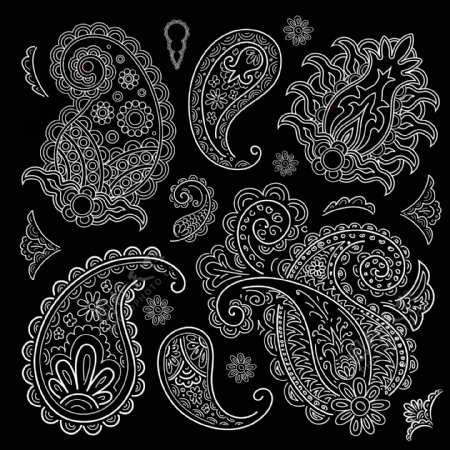 黑白欧式古典花纹花边边框装饰设计素材图片