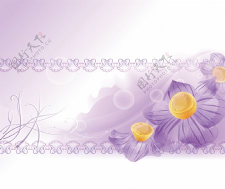 紫色梦幻花朵泡泡移门图片