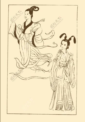 中国历代服饰线描