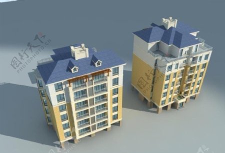 现代优雅风格住宅楼3D模型素材