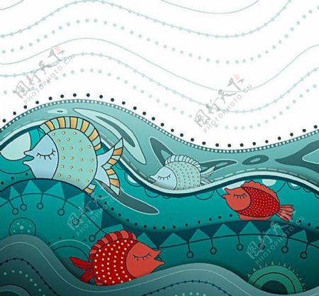 童趣海洋鱼类插画图片