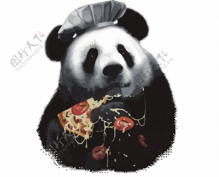 印花矢量图动物熊猫生活元素披萨免费素材
