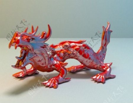 红色的中国龙饰品模型