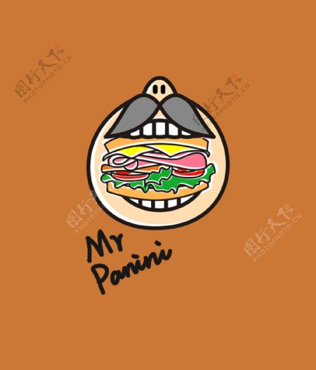 卡通插画风格三明治品牌logo设计图片