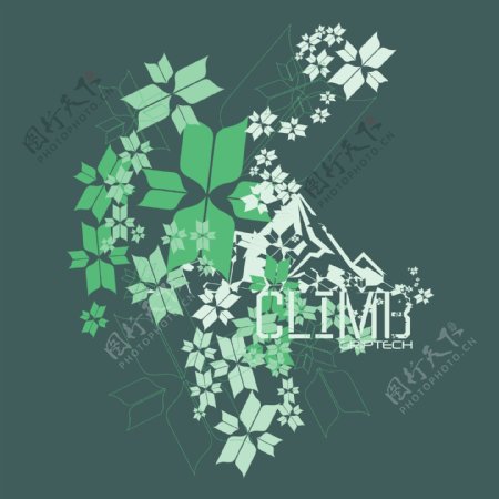 印花矢量图T恤图案图文结合植物花朵免费素材