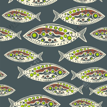 鱼的纹理向量的无缝模式