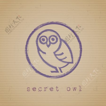 秘密的猫头鹰的邮票