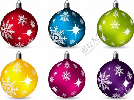 6丰富多彩的圣诞球装饰矢量包