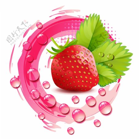 矢量水滴草莓素材图片