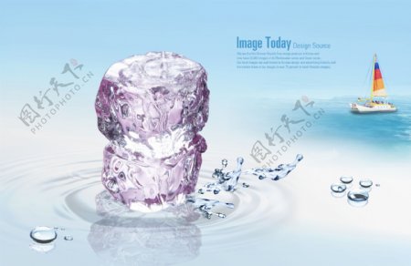 高清PSD分层素材透明的冰块