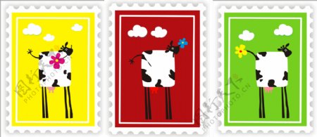 奶牛邮票图片