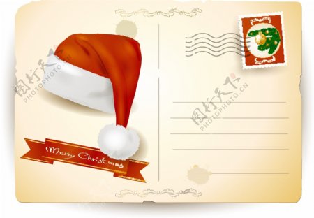 圣诞老人的明信片设计矢量
