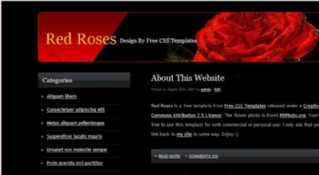 红玫瑰主题黑色网页模板