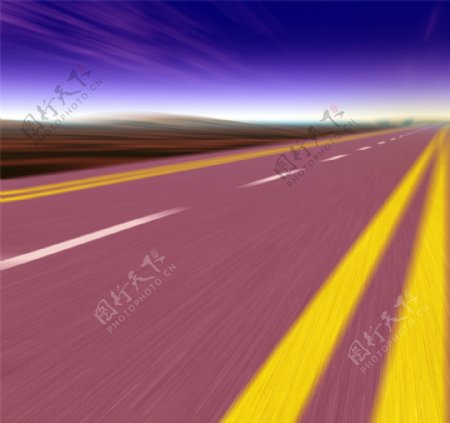 高速道路夕阳图片