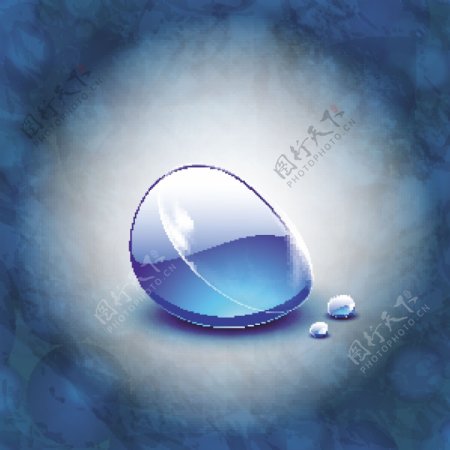 水滴在蓝色的背景