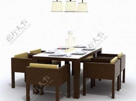 时尚餐厅餐桌椅3D模型