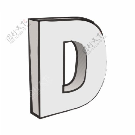复古的3D字母D文本向量