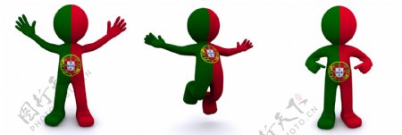3D人物质感与葡萄牙国旗