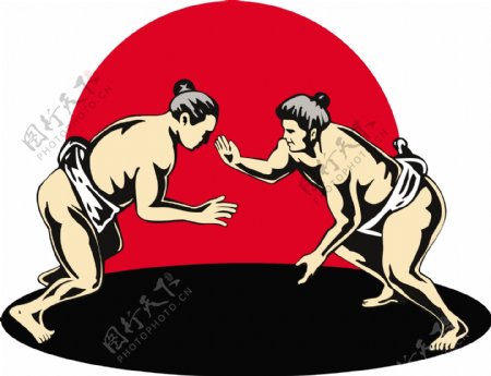 日本的相扑运动员的战斗
