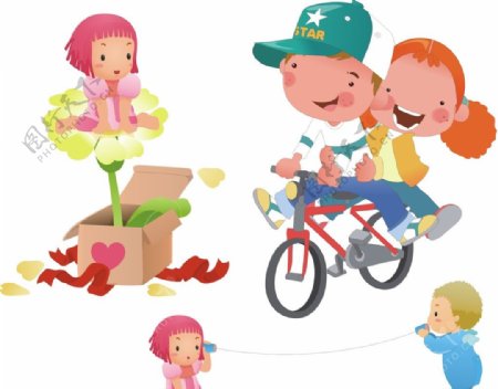 卡通儿童自行车图片
