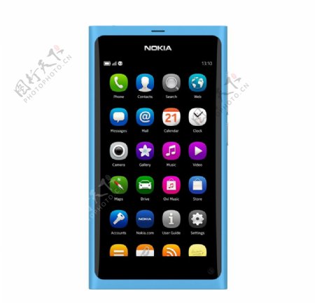 诺基亚N9手机蓝色正面图片