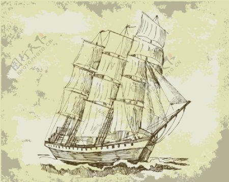 海洋系手绘图案之船图片