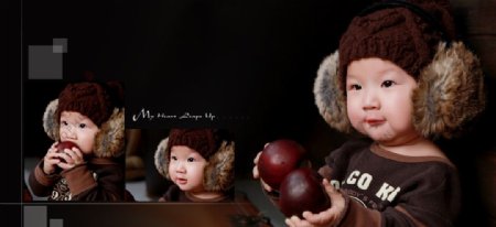宝宝抱着红苹果图片