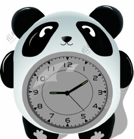 熊猫闹钟矢量图图片