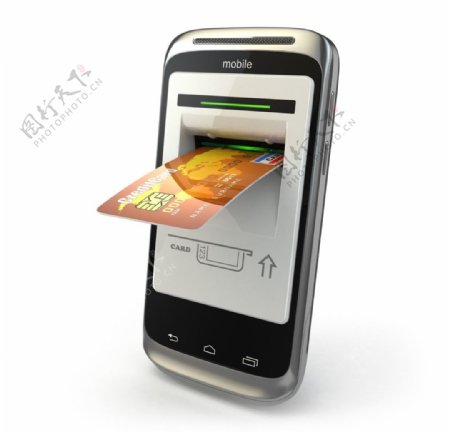 银行卡与智能手机图片