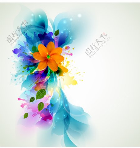 彩喷花卉背景矢量素材图片