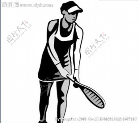 拿网球拍的女人图片