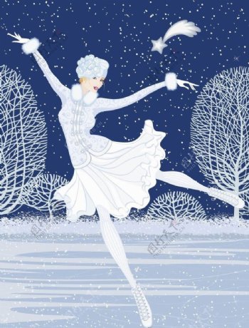 雪中舞蹈的美女图片