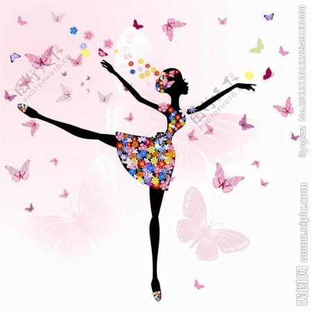 蝴蝶丛中的舞蹈女孩图片