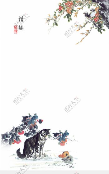 中国画猫与鸟的情趣图片