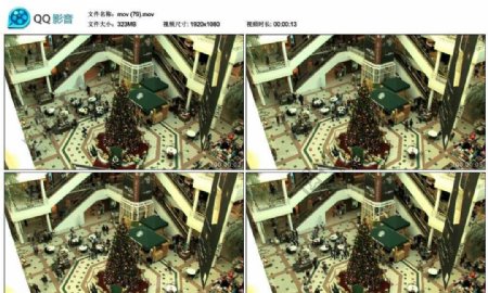 圣诞节酒店大堂视频实拍素材