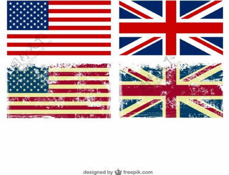英美国旗矢量素材图片