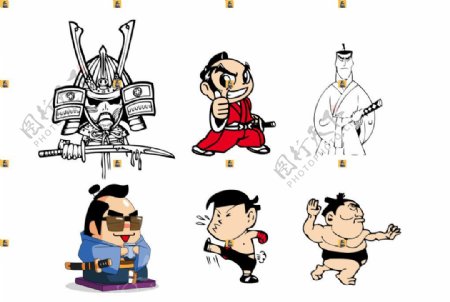 武士相扑卡通人物图片