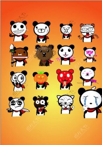 国宝熊猫可爱卡通表情图片