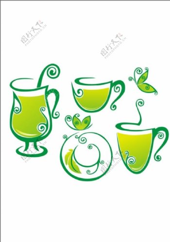 绿色茶杯图片