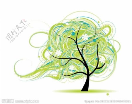 绿色动感线条花纹树木图片