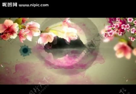 水墨花朵舞台背景视频