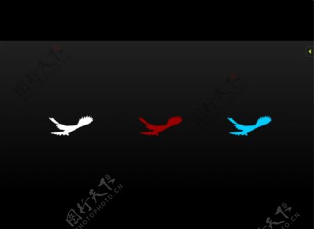 三张颜色白鸽飞行flash动画