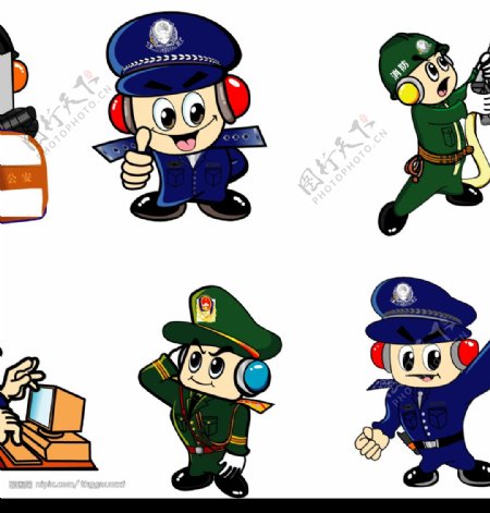 6种卡通警察人物图片